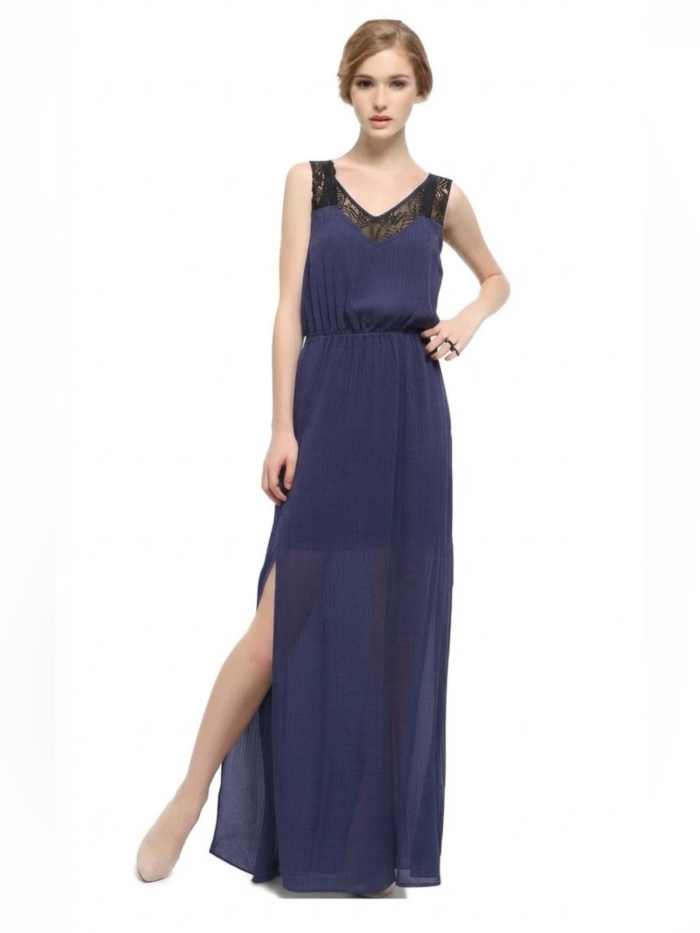 Express Purple Lace V-Neck Sleeveless Maxi Dress |Size S